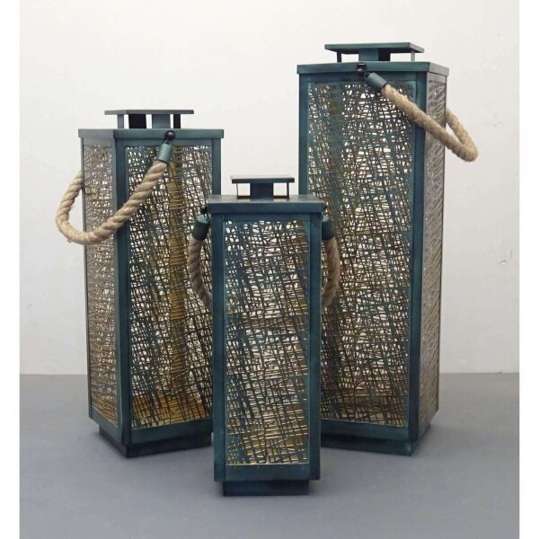 Set di 3 lanterne in Acciaio cm 20x20x69 – LUDO