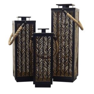 Set di 3 lanterne in Acciaio cm 20x20x69 – ZUBIN