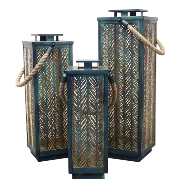 Set di 3 lanterne in Acciaio cm 20x20x69 – ZUBIN