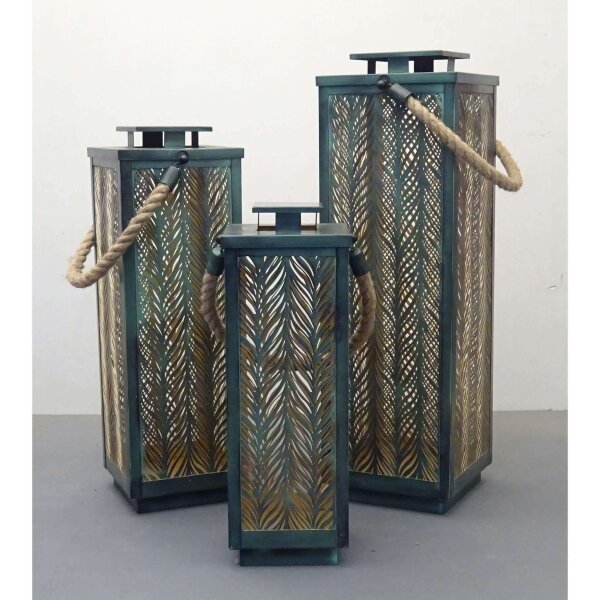 Set di 3 lanterne in Acciaio cm 20x20x69 – ZUBIN