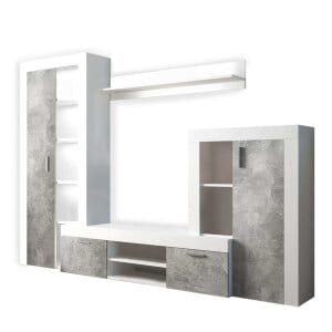 Parete Attrezzata per Soggiorno in Truciolare cm 259x40x180 – ALTON