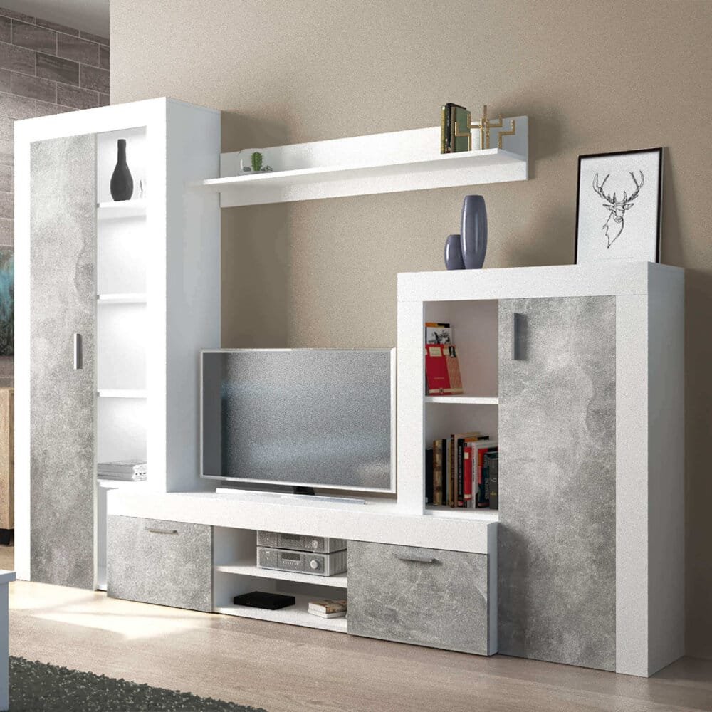 Parete Attrezzata per Soggiorno in Truciolare cm 259x40x180 – ALTON