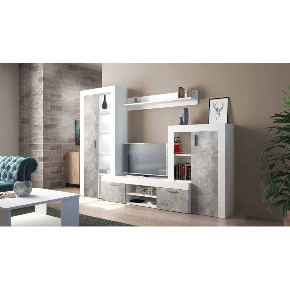 Parete Attrezzata per Soggiorno in Truciolare cm 259x40x180 – ALTON