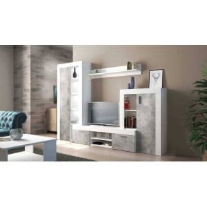 Parete Attrezzata per Soggiorno in Truciolare cm 259x40x180 – ALTON