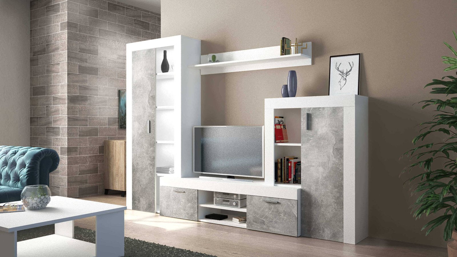 1403_MK801404_3-scaled.jpeg Parete Attrezzata per Soggiorno in Truciolare cm 259x40x180 – ALTON