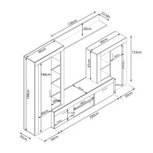 Parete Attrezzata per Soggiorno in Truciolare cm 259x40x180 – ALTON