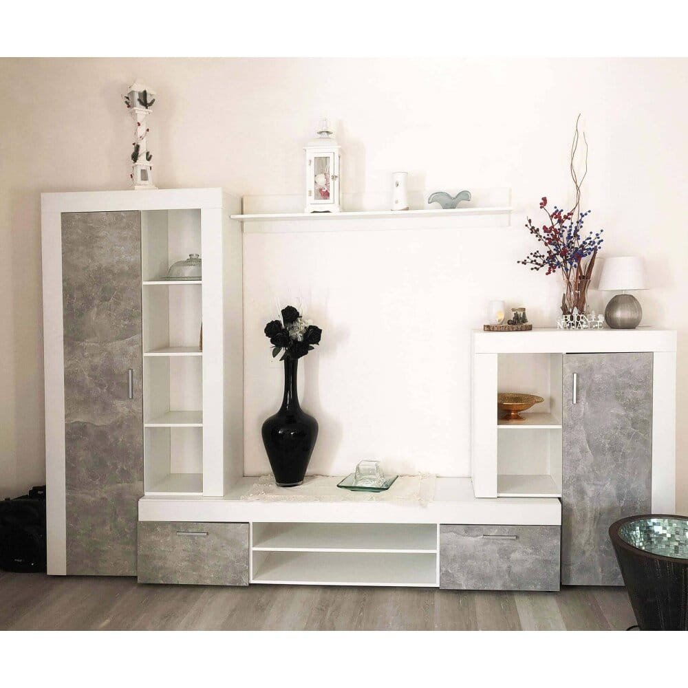 Parete Attrezzata per Soggiorno in Truciolare cm 259x40x180 – ALTON