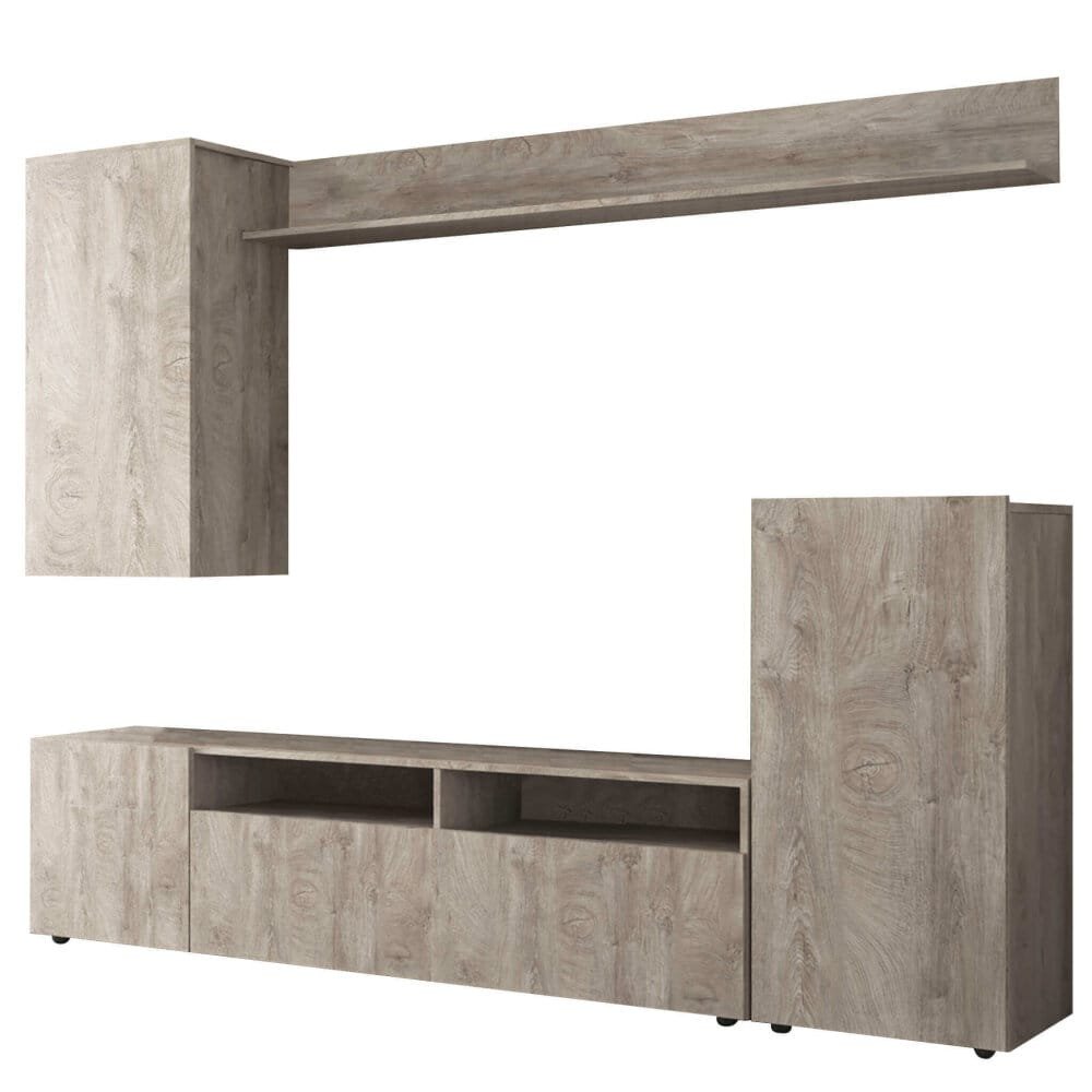 Parete Attrezzata per Soggiorno in Truciolare cm 210×36,5×170 – WALLACE
