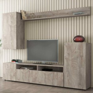 Parete Attrezzata per Soggiorno in Truciolare cm 210×36,5×170 – WALLACE