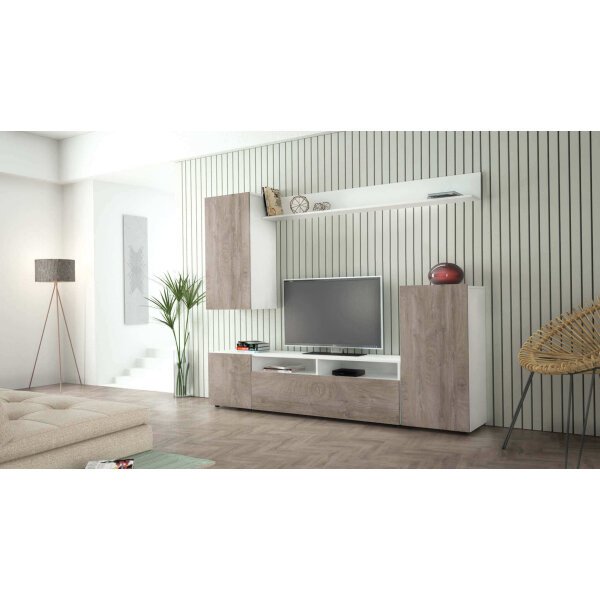 Parete Attrezzata per Soggiorno in Truciolare cm 210×36,5×170 – WALLACE