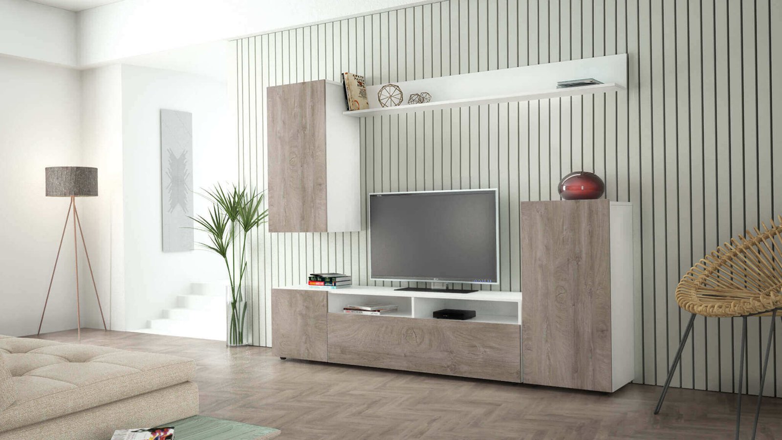 1405_MK801408_2.jpeg Parete Attrezzata per Soggiorno in Truciolare cm 210×36,5×170 – WALLACE