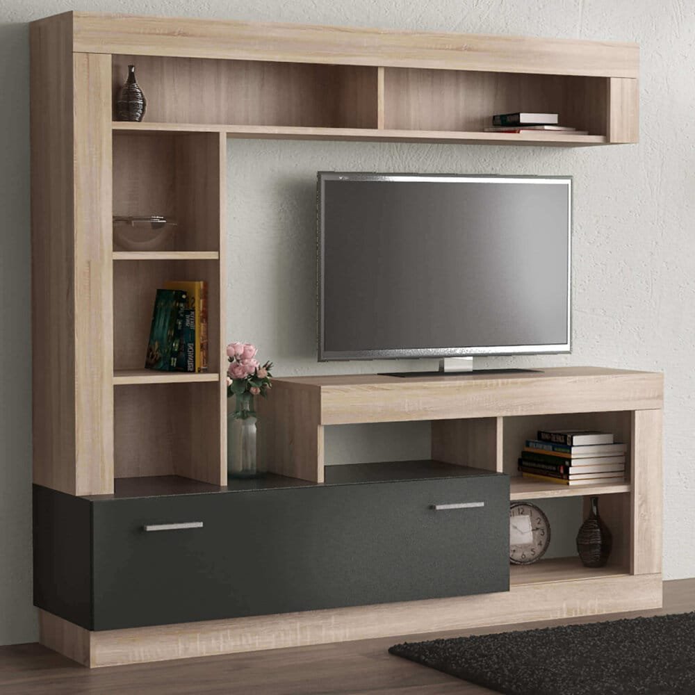Parete Attrezzata per Soggiorno in Truciolare cm 185x40x170 – GABE