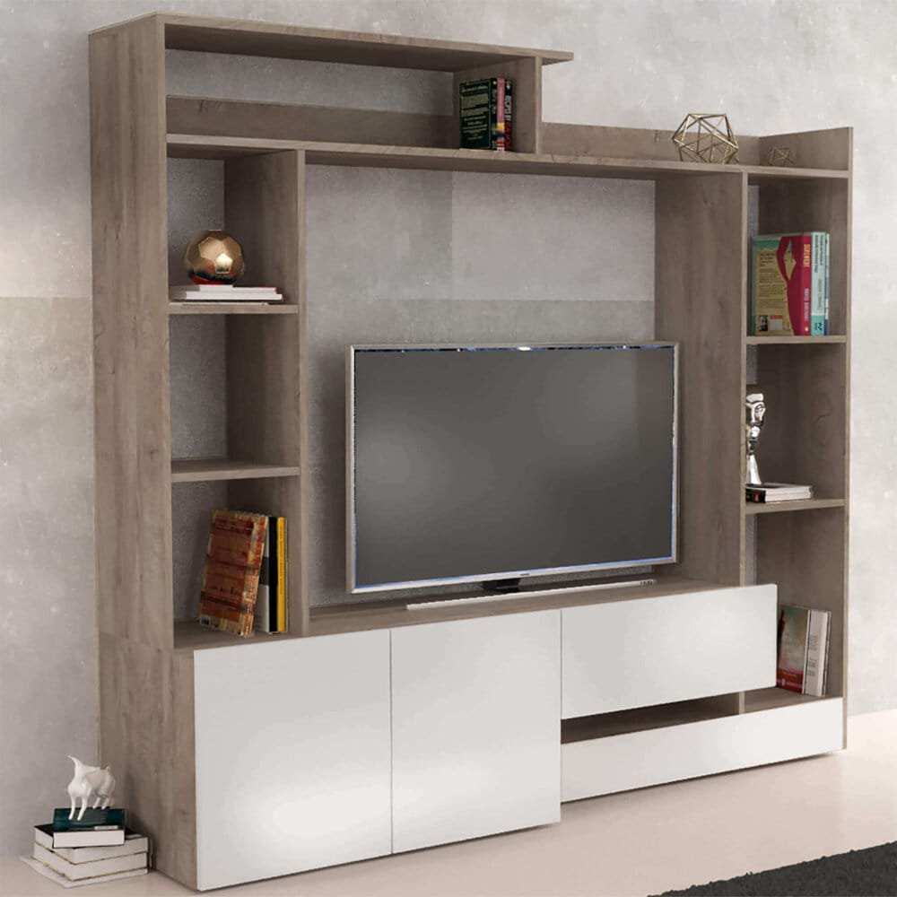 Parete Attrezzata per Soggiorno in Truciolare cm 180x40x165 – THEO