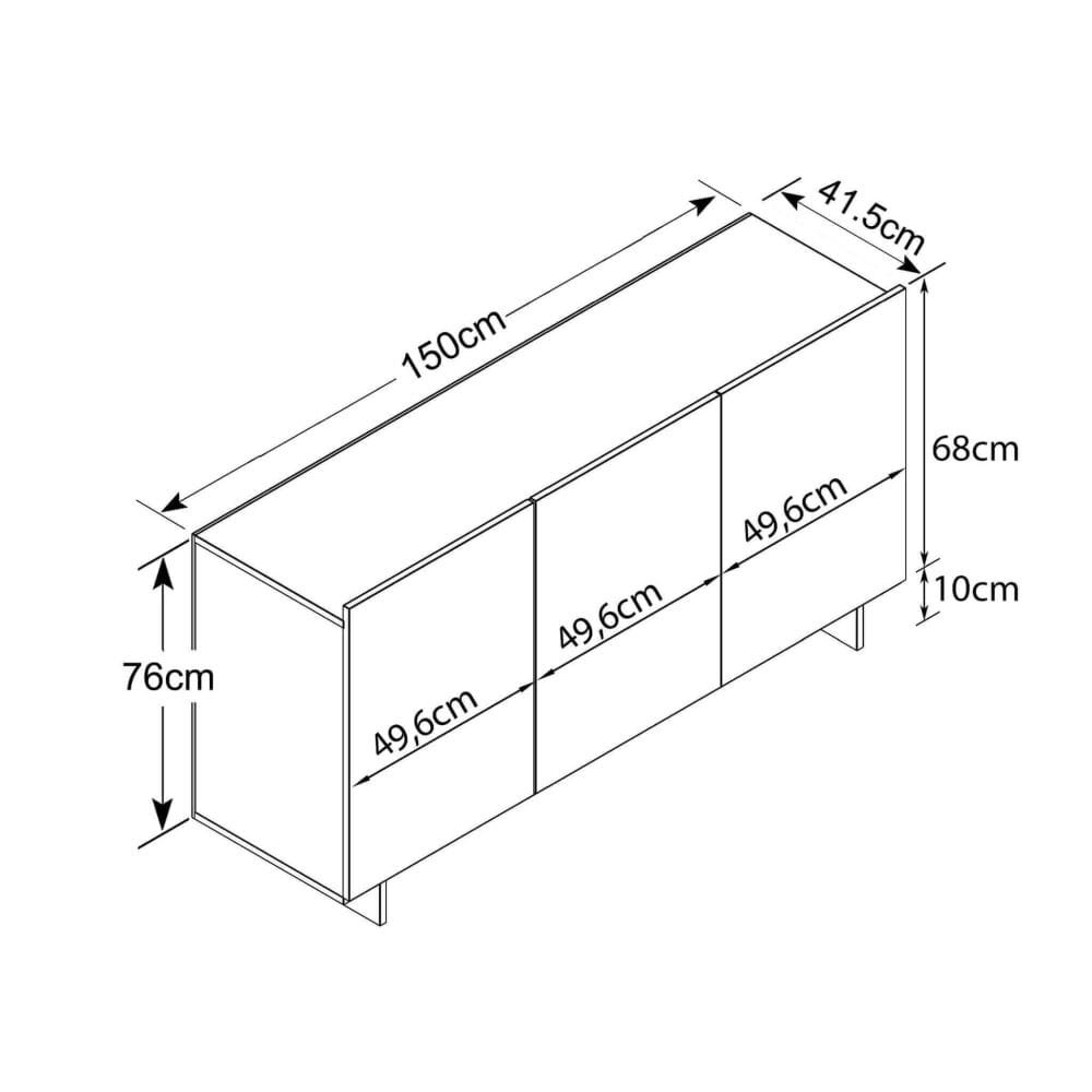 Madia Moderna 3 ante in Truciolare cm 150x40x76 – ABEL
