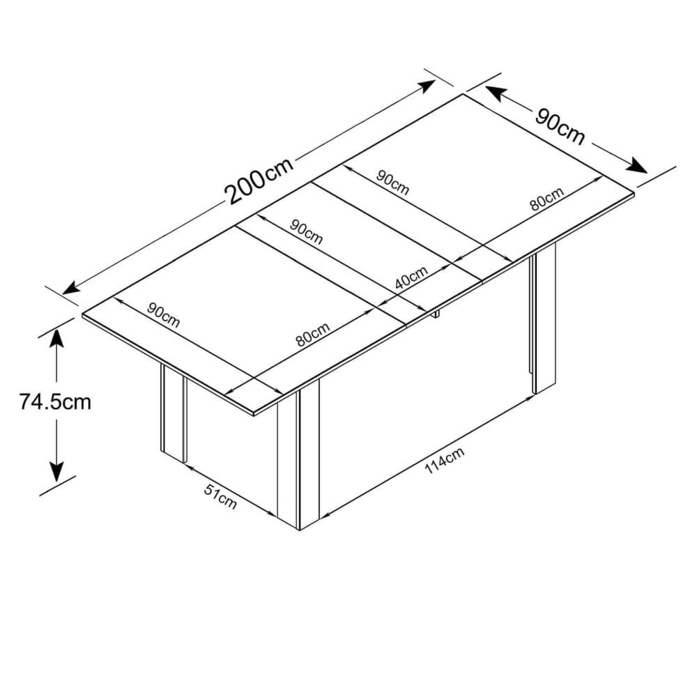 Tavolo da Pranzo Allungabile in Truciolare FSC cm 160-200×90 – ELI