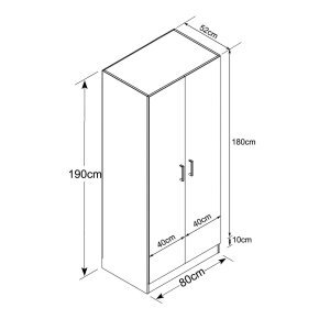 Armadio due ante in Truciolare cm 77x50x190 – NORM