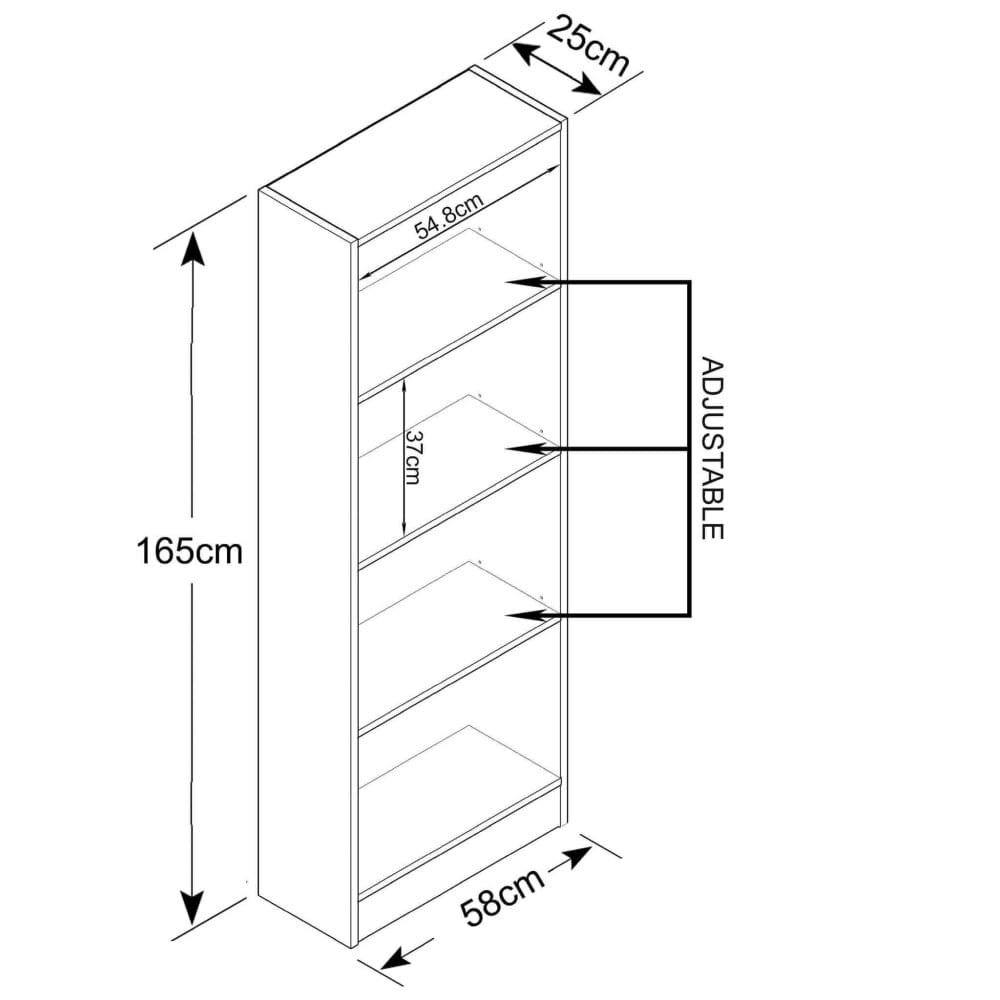 Libreria 4 piani in Truciolare cm 58x25x165 – ANDY