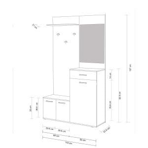 Mobile Ingresso con attaccapanni in Truciolare cm 115x35x197 – NATHANIEL