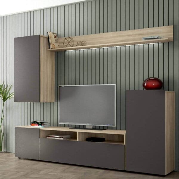 Parete Attrezzata per Soggiorno in Truciolare cm 210×36,5×170 – JERE