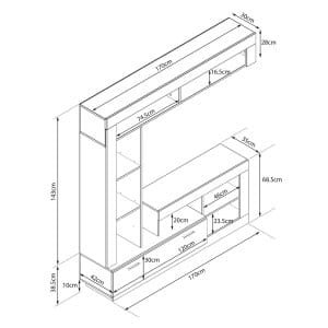 Parete Attrezzata per Soggiorno in Truciolare cm 185x40x90 – GABE