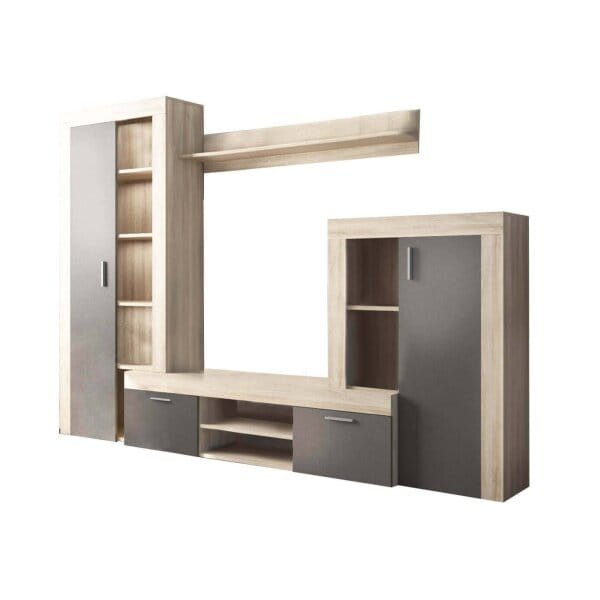 Parete Attrezzata per Soggiorno in Truciolare cm 259x40x180 – ALTON