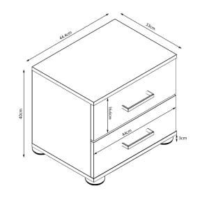 Comodino 2 cassetti Moderno in Truciolare cm 44,4x33x40 – SPIKE