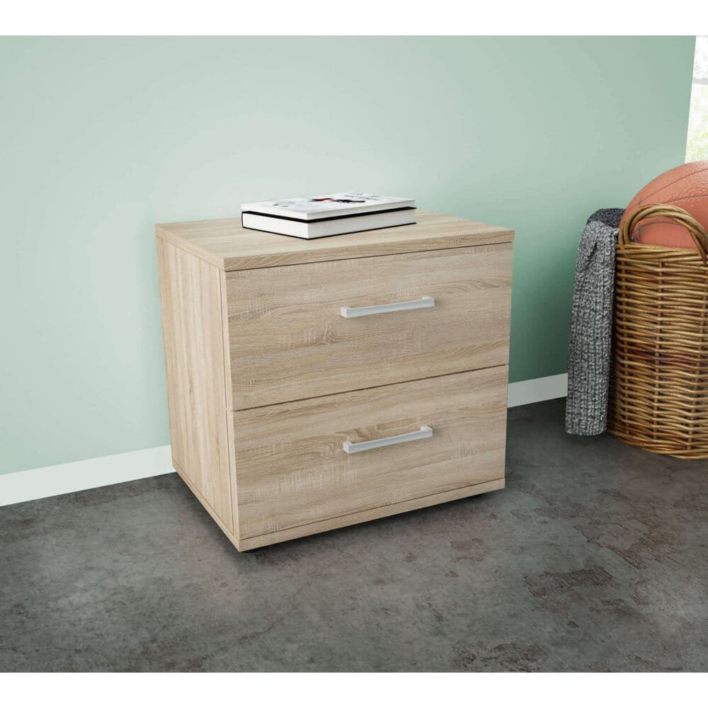 Comodino 2 cassetti Moderno in Truciolare cm 44,4x33x40 – SPIKE