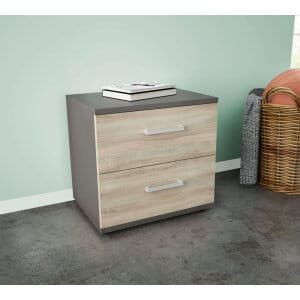 Comodino 2 cassetti Moderno in Truciolare cm 44,4x33x40 – SPIKE
