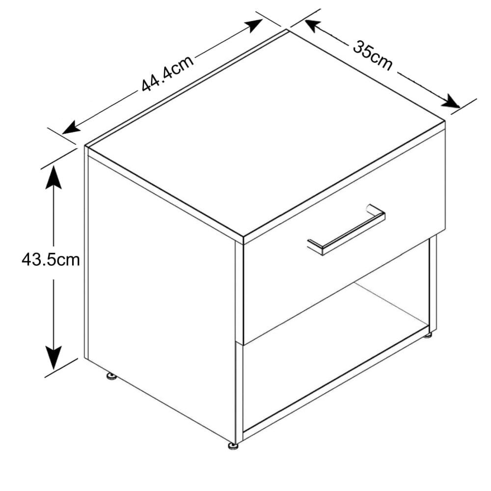 Comodino un cassetto e un vano in Truciolare cm 44,4x33x43,5 – JAY