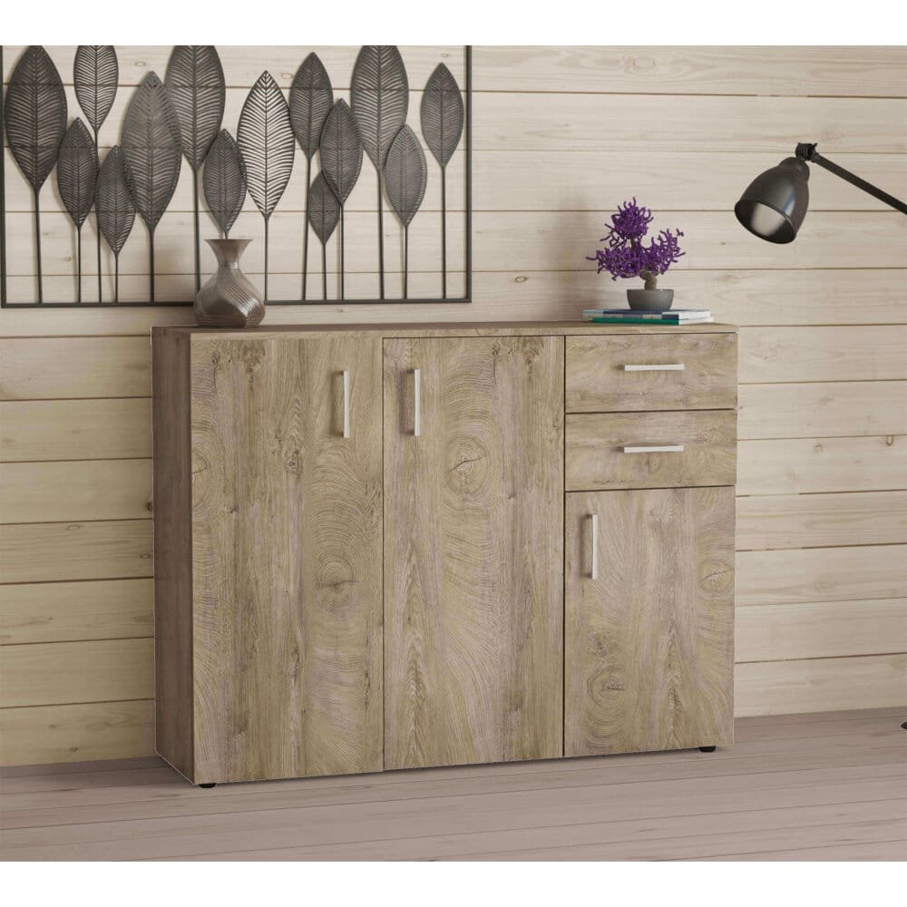 Madia Moderna con 2 cassetti e tre ante in Truciolare cm 120x35x93 – READ