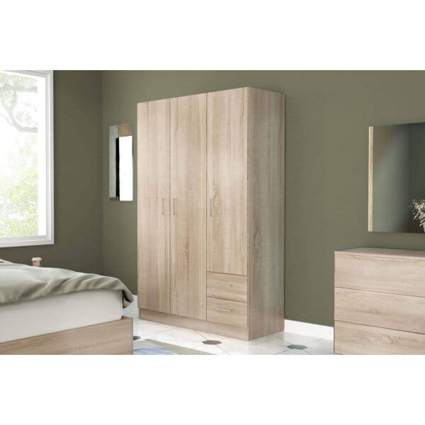 Armadio con 3 ante 2 cassetti in Truciolare cm 120x52x190 – JOEY