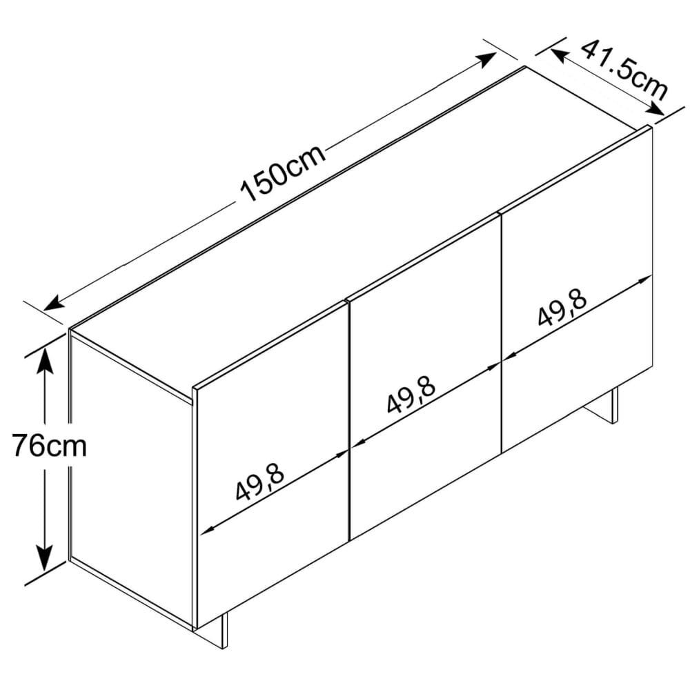 Madia Moderna 3 ante in Truciolare cm 150x40x76 – ABEL