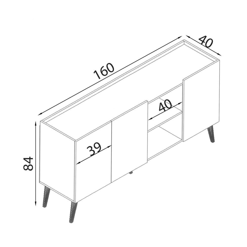 Madia di design con 3 ante in Truciolare cm 150×41,5×78 – THOMAS