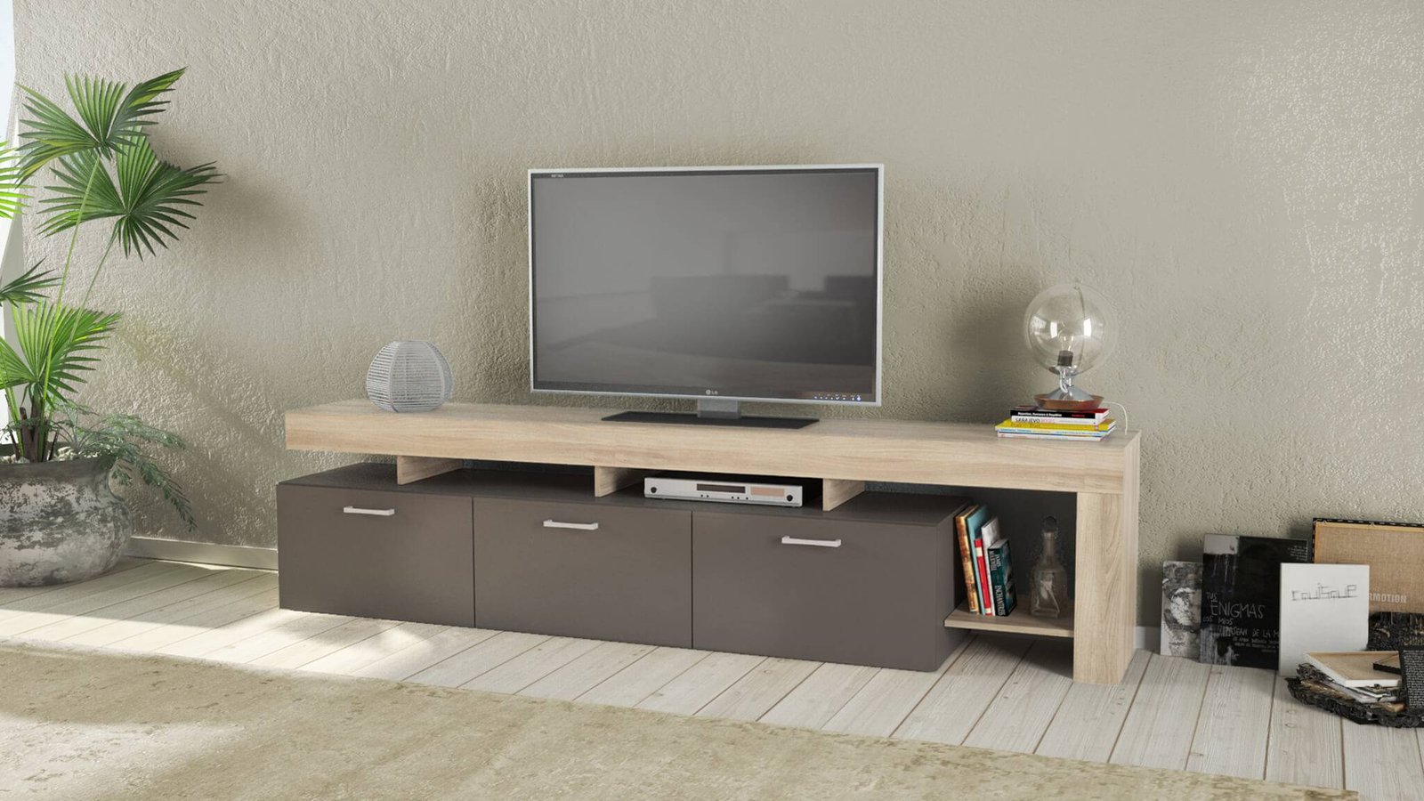 1524_MK801524_2.jpeg Porta tv di design con 3 cassetti in Truciolare cm 220x40x52 – WALDO