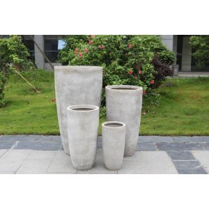 Set di 4 vasi da Giardino in Fibra di argilla cm 54x54x101 – DERRICK