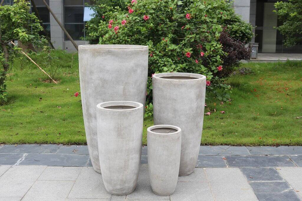 Set di 4 vasi da Giardino in Fibra di argilla cm 54x54x101 – DERRICK