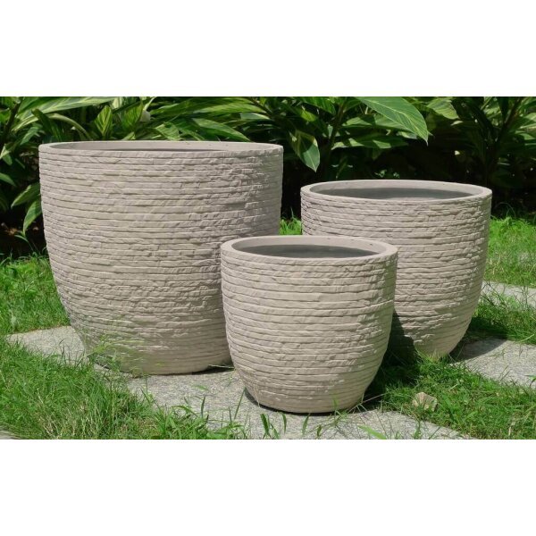 Set di 3 vasi da Giardino in Fibra di argilla cm 44x44x39 – DUDLEY