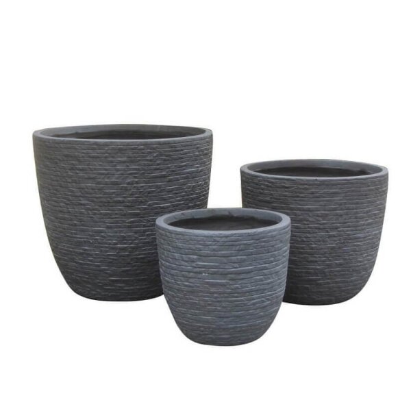 Set di 3 vasi da Giardino in Fibra di argilla cm 44x44x39 – DUDLEY