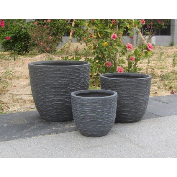 Set di 3 vasi da Giardino in Fibra di argilla cm 44x44x39 – DUDLEY