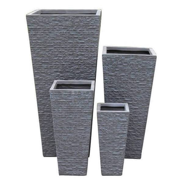 Set di 4 vasi da Giardino in Fibra di argilla cm 42x42x88 – MAXIMILIAN