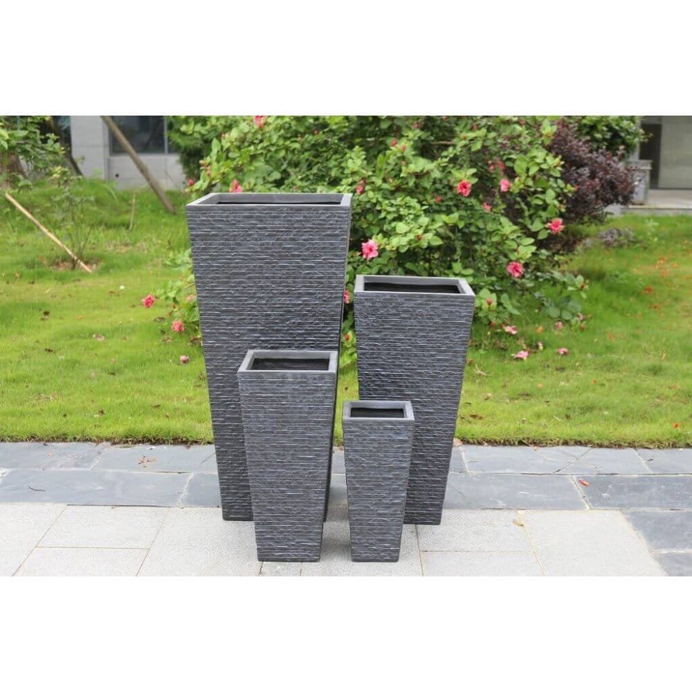 Set di 4 vasi da Giardino in Fibra di argilla cm 42x42x88 – MAXIMILIAN