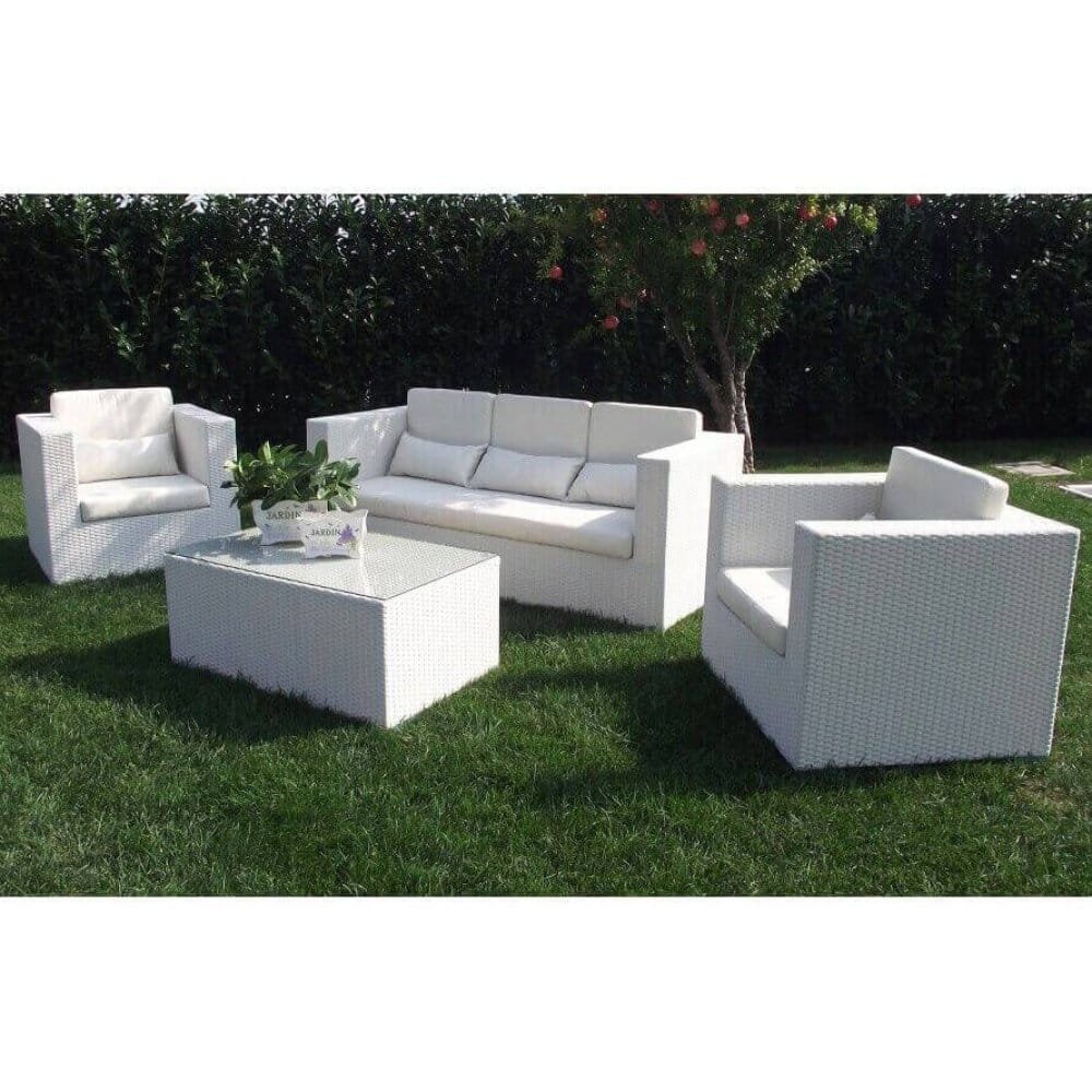 Salotto da Giardino con cuscini 4 posti in Wicker,Alluminio – ABE