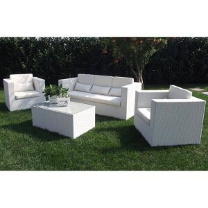 Salotto da Giardino con cuscini 4 posti in Wicker,Alluminio – ABE