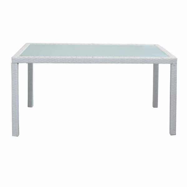 Tavolo intreccio e piano in vetro 150×90 – AXEL