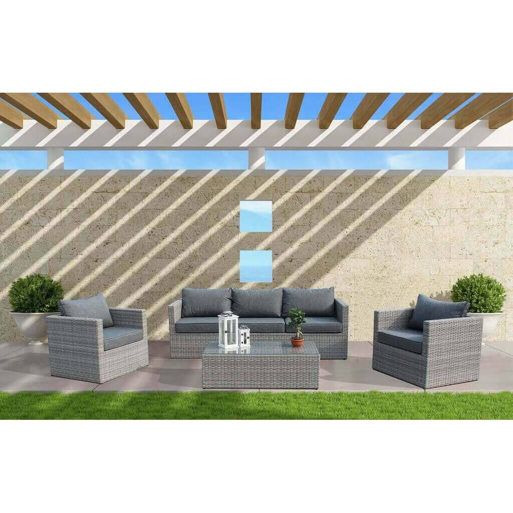 Salotto da Giardino con cuscini 5 posti in Alluminio,Wicker – NATHAN