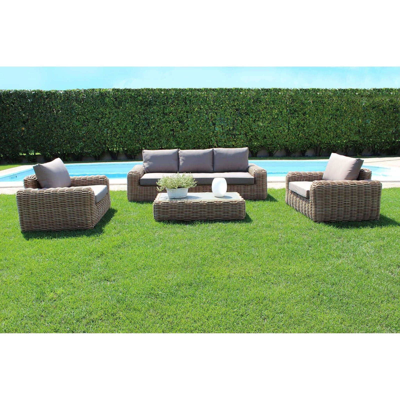 Salotto da Giardino 5 posti con Tavolino in Alluminio Wicker – RALPHIE