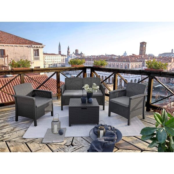 Salotto da Giardino con cuscini 4 posti in Polipropilene – VENEZIA