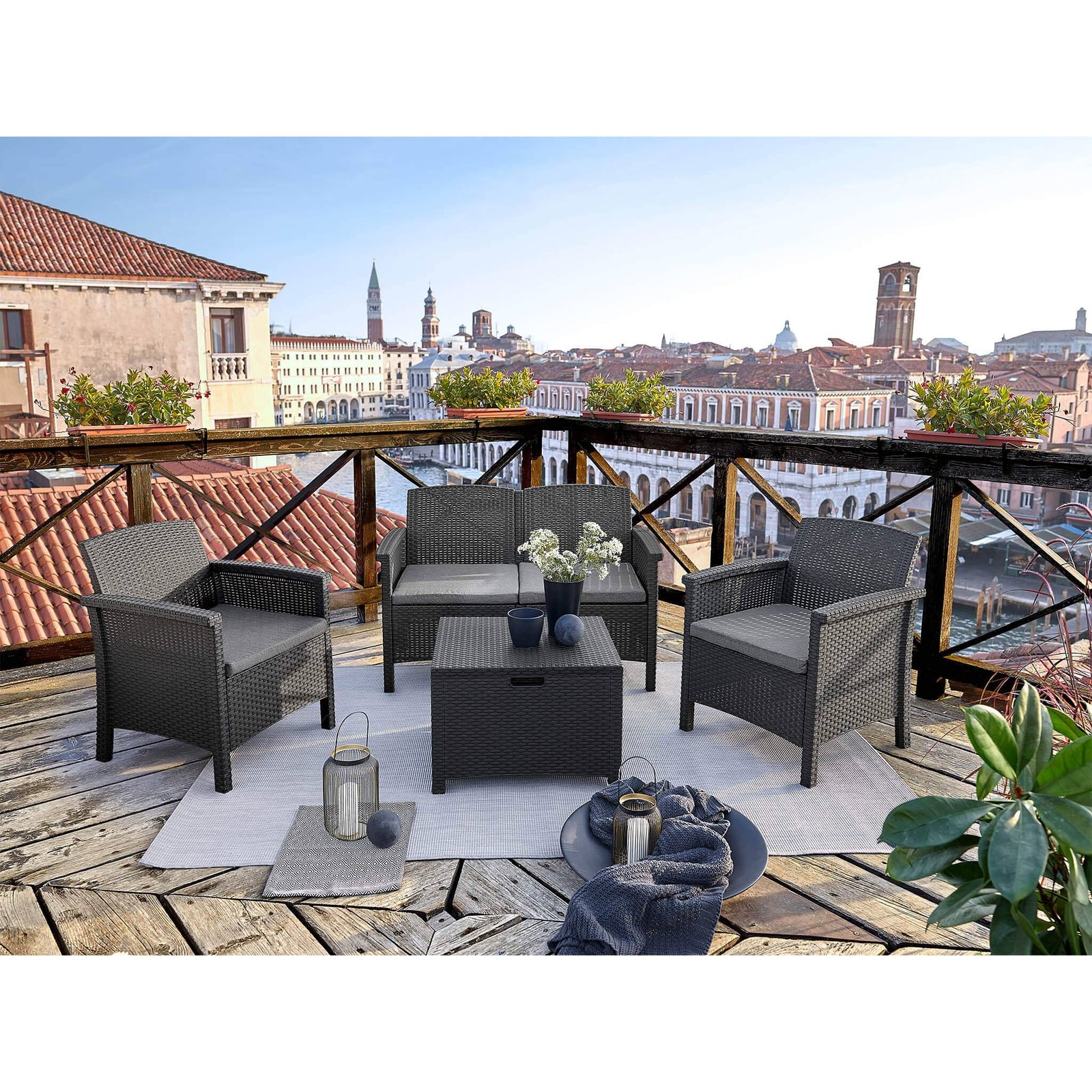 Salotto da Giardino con cuscini 4 posti in Polipropilene – VENEZIA