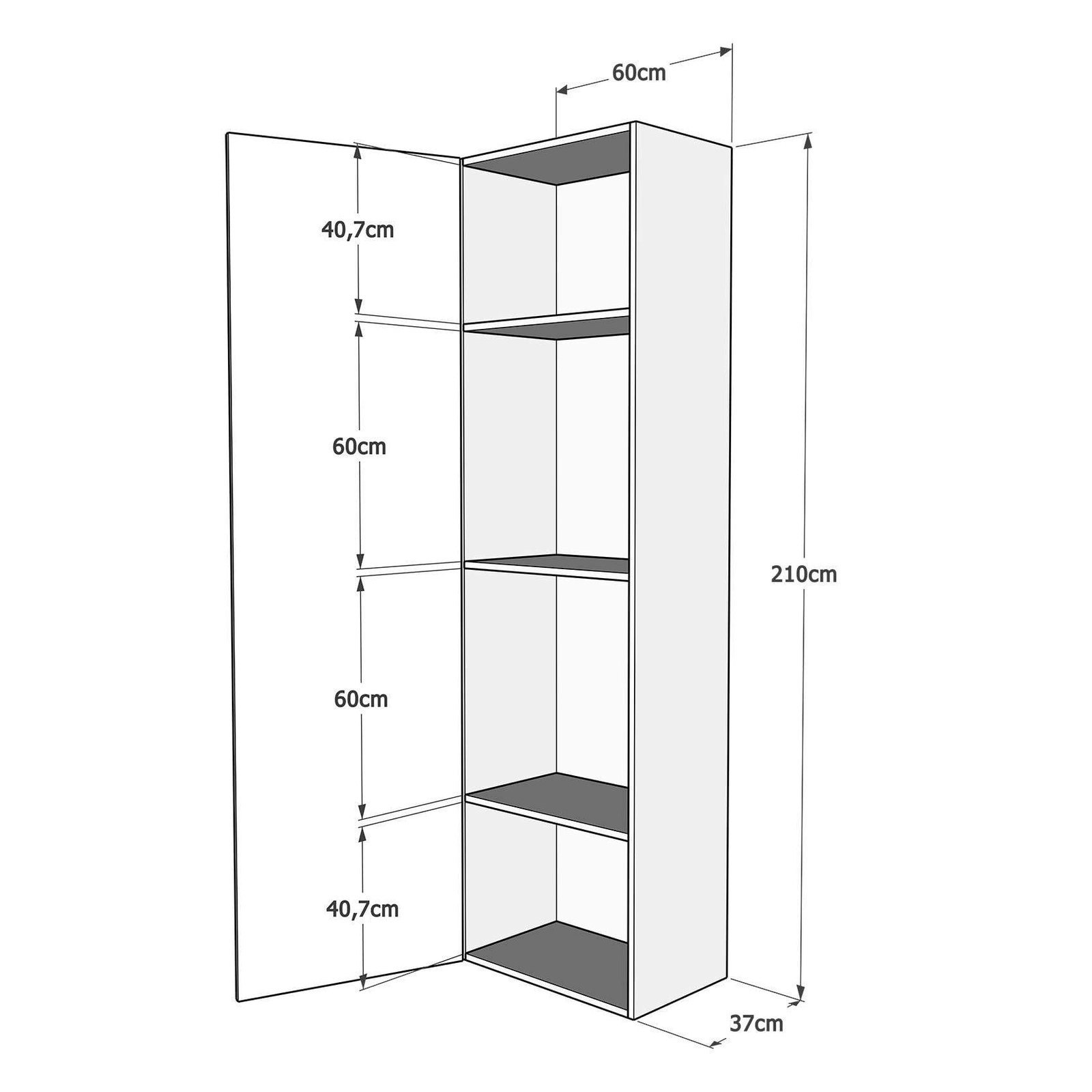 Base Colonna a terra L.60 H.210,3 P.39,2 sx-dx – ISOKA