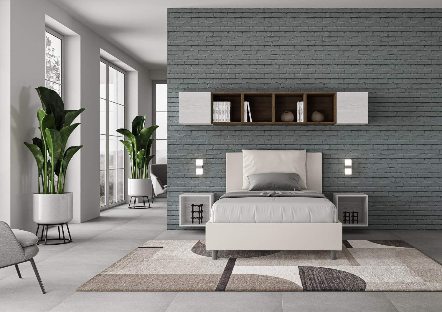 Letto una piazza e mezza rivestito in Similpelle – ANTEA